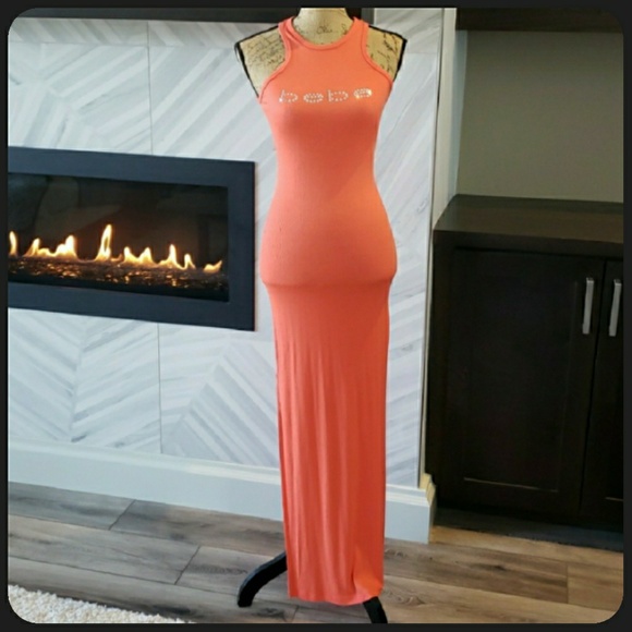 bebe Dresses & Skirts - Bebe orange long tank 2 slit maxi dress size XS